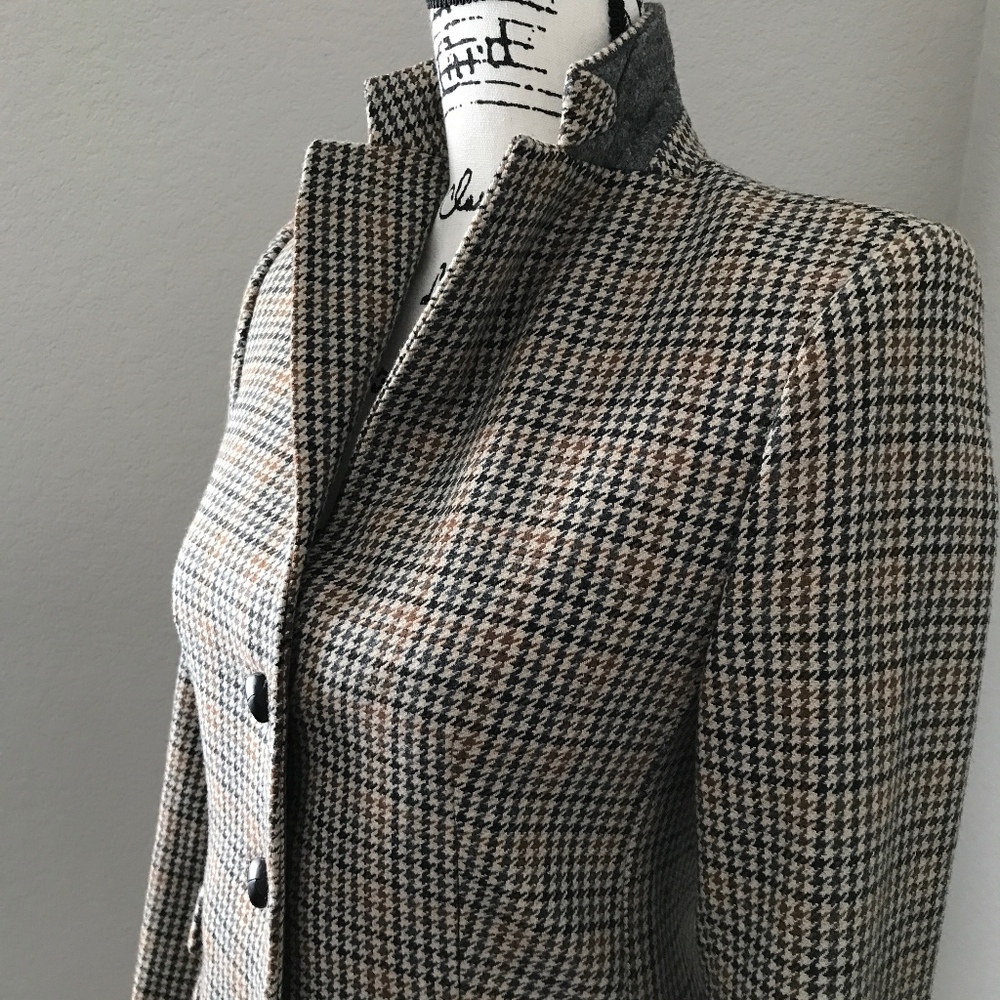 Zara Woman Wool Blend Houndstooth Blazer Jacket XS